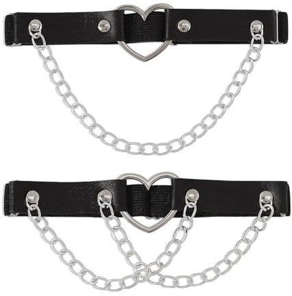 FDGGT 2 Stück Liebesketten-Beinringe, Beinringe Aus Pu-Er, Beinringe Im Punk-Stil, Verstellbare Beinringe, Bekleidungszubehör