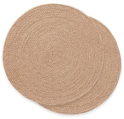 Tischsets, rund, Jute, natürlich, handgefertigt, 15 x 15 cm, 2 Stück