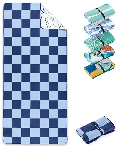 Fit-Flip Strandtuch XXL Mikrofaser leicht und schnelltrocknend | Checkerboard 200x90cm, Strandhandtuch, 100% recycelt, Badetuch groß, Reisehandtuch