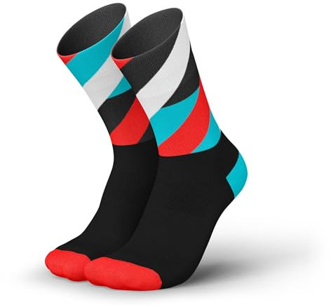 INCYLENCE Laufsocken für Damen und Herren mit leichter Kompression,1 Paar (DE/NL/SE/PL, Numerisch, 35, 38, Regular, Regular, Loops Black Cyan Inferno)