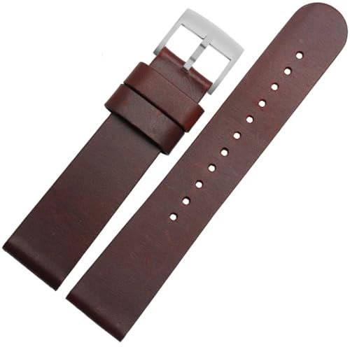 MAKAZHZZRM Echtes Leder-Uhrenarmband, passend for Komono, wasserdicht, schweißfest, weich, bequem, 20 mm, Herren-Schnellverschluss(Dark Brown-Steel)