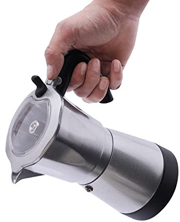 HOARLICN Espressokocher Elektrisch, Elektrische Espressomaschine 480w 300ml 10.2 X 19.5cm Acryl 1.14kgmit Suppentopf Abdeckung Für Zuhause, Partys, Cafés (Silber)