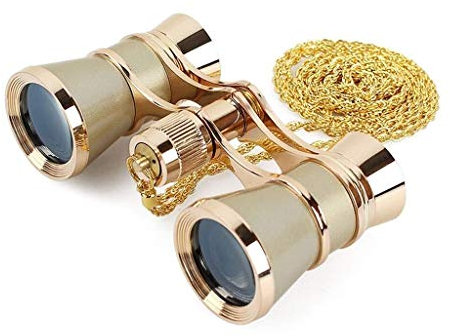 CWZZWS Leistungsstarkes Fernglas für Erwachsene Vogelbeobachtung kompakt mit leichtem Fernglas und Koffer für die Sternenmischung Astronomie -Fahrt mit Zoom -Fernglas (Farbe: Weiß) (Gold)