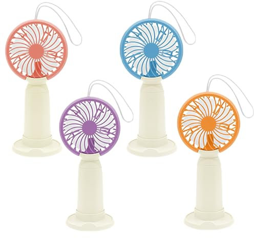 dididudi 4Pcs Desk Fan,Small and Powerful Handheld Fan Battery Operated with Lanyard & Detachable Base,Cooling Small Personal handheld fans for Travel Makeup Beach Camping Summer Gift