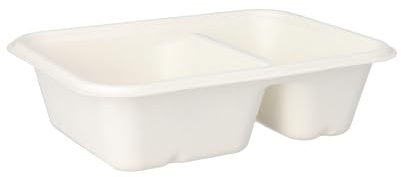 300 Schalen, Zuckerrohr pure 2-geteilt 5,6 cm x 15,3 cm x 20,3 cm weiss