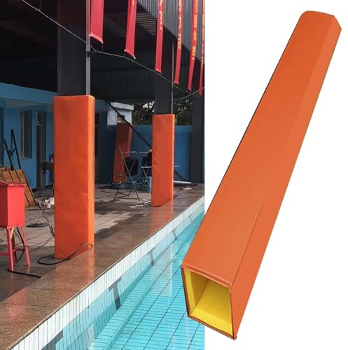 Coussin de Poteau de Basket-ball Polon de Piscine Panding Étanche, 4 Enveloppement de Mousse Latérale Autour du Pôle de Poteau pour Garage Extérieur, Protection de Sécurité All Mether Pad, Orange(4ft(