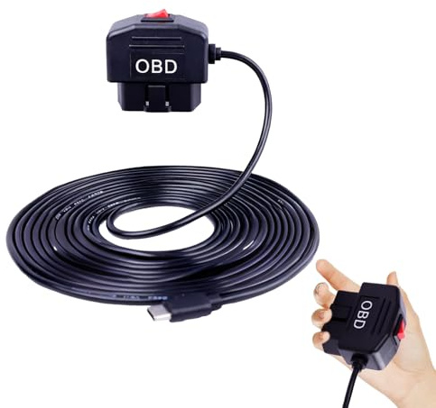 On-Board-DiagnosesystemStromkabel für Dash-Kamera Typ C, On-Board-Diagnosesystem Stromkabel für Dash Kamera, Hardwire Adapter mit Schalter für 24-Stunden Überwachung, DC 12-36V auf 5V/3A ﻿