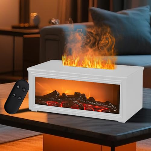 Kamin Aroma Diffuser mit Fernbedienung, 280ML Flame Diffusor für ätherische Öle mit 7 Arten LED Lichtfarben mit Timer, Essential Oil Diffusers für Zuhause Büro Schlafzimmer Spa