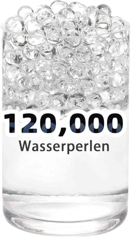 120.000 Wasserperlen klar, Wassergel Jelly Perlen als Füllmaterial für Vasen, Schwimmkerzen, Hochzeitsdekoration, Weihnachtsdekoration, Blumenarrangements, Wohnraumdekoration