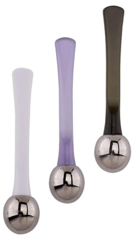 GARVALON Augenmassage Löffel Creme Spatel und 3 Stück Zinklegierung zur Entspannung Linderung von Augenmüdigkeit für Gesichtscreme und Augencreme