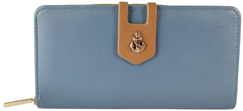 Cham Cham Geldbörse für Damen aus Kunstleder in Blau, Geldbeutel mit Reißverschluss in 9,8 x 19 x 3,5 cm