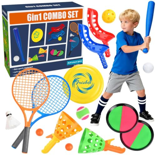 Outdoor Games, 17 Pcs Garden Games Set with 6 in 1 Sports Toys | Garden Outdoor Toys for Kids 8-12 Years, Toss Game for Beach Camping Garden Park Party