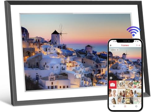 32GB FRAMEO 15,6-tums intelligent trådlös digital fotoram, 1920x10800 IPS-LCD-pekskärm, automatisk rotation för stående och liggande format, utrustad med Frameo-appen