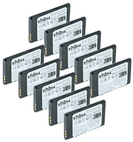 vhbw 10x Akku kompatibel mit Fritz! Fon C6 Handy Smartphone Telefon (900 mAh, 3,7 V, Li-Ion)