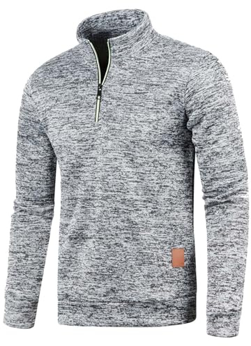 Pullover Herren Half Zip Pullover Herren Ohne Kapuze Männer für Solid Arbeitspullover Oversize Winter Sport Arbeitspullover Sweater Men Alphanumerisch Elegant S-5XL
