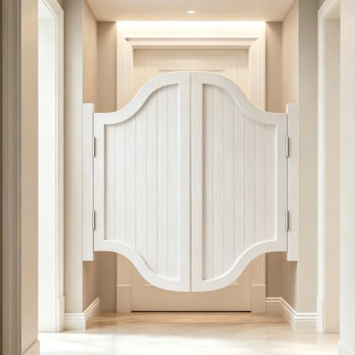 Porte Saloon Battante en Bois Massif avec Fermeture Automatique | 2 Vantaux Style Western avec Charnières, Idéal Séparation Café et Cloison(Blanc,W100xH120cm)