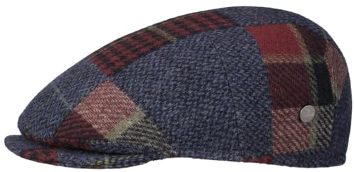 Lierys Casquette Capri Merino Patchwork Femme/Homme - Made in Italy Gavroche pour l'hiver avec Visiere Automne-Hiver - 58 cm Bleu