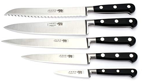 Thiers-Issard Sabatier Messer - 5teiliges Kochmesser Set - Griff Nylon schwarz - Geschmiedete Küchenmesser Frankreich