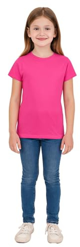 A2Z 4 Kids Girls Cotton T Shirt Plain Crew Neck - Girls T Shirt Pink 9-10