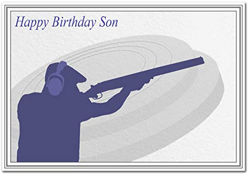 Shooting Birthday Cards for him - Best Unusual Unique Cool Special - Men Male (Son Birthday Card – Clay Pigeon Shooting)