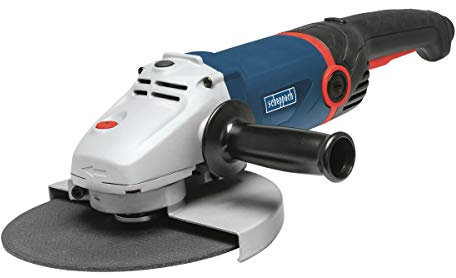 SCHEPPACH AG2200 Profesional Winkelschleifer (Trennschleifer 2200W, 6.000/min Drehzahl, 230mm Scheiben-ø, Scheibenschutz, flacher Aluminium-Getriebekopf) inkl. Koffer und Handgriff
