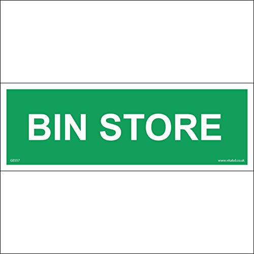 GE556 Bin Store SIGN Door Plaque container garbage crate trash rubbish carton 150mm x 50mm Sticker/Sav - White Background