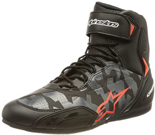Alpinestars 25102199003-44 Uomo Stivali da motocicletta, Nero/Grigio/Camo/Rosso/Fluo, 44 EU