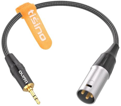 Tisino 3.5mm to XLR Balanced Cable, Gold-Plated Mini Jack to XLR Male Adapter Audio Lead Cord for Cell Phone, Laptop, Speaker, Mixer - 30CM