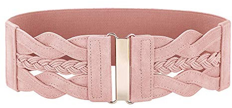 GRACE KARIN Breiter Gürtel aus Leder, Schnalle zum Verschließen aus Metall, Rosa, 50