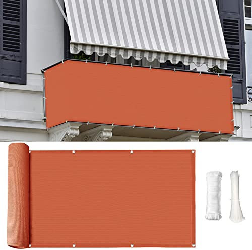 Liveinu Brise-Vue pour Balcon et Jardin,Protection UV Opaque Revêtement De Balcon Résistant Aux Intempéries avec Serre-Câbles, Pare-Soleil pour Balcon Protection Visuelle 80x180cm Rouge