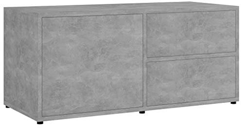 vidaXL Mueble para TV Armario de Televisión Aparador Auxiliar Comedor Salón Sala de Estar Habitación Moderno Contrachapada Gris Hormigón 80x34x36 cm