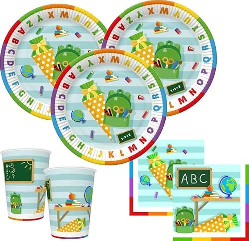 Schulanfang 1. Schultag ABC Party Deko Set 40 Teile für 10 Personen