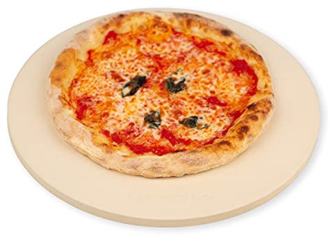 ROCKSHEAT 33 x 1.5cm 13 Round Pizza Stone, Cordierite Pizza Stone for Oven Grill BBQ, Food Grade Baking Stone for Pizza and Bread, Outdoor Pizza Accessories for Grilling