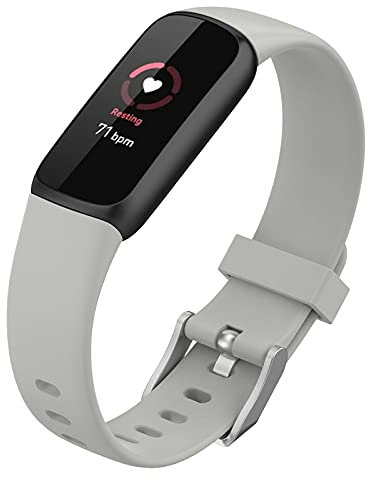 FunBand kompatibel mit Fitbit Luxe Armband, Silikon Ersatzband Watch Armband Verstellbares Weiches Replacement Uhrenarmband Armbänder für Fitbit Luxe Smart Watch (1 Pack,Grau)