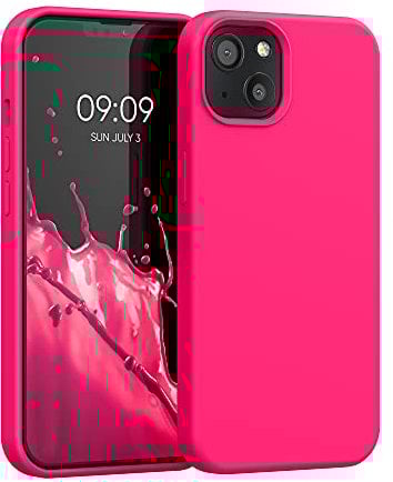 kwmobile Carcasa Compatible con Apple iPhone 13 Funda - Case TPU y Silicona antigolpes - Apto Carga inalámbrica - Rosa neón