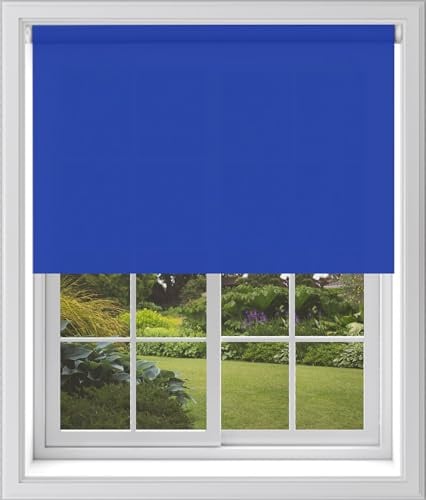 Caecus Electric Blue Blackout Roller Blinds Made To Measure Window Blinds Easy Fit Child Safe Thermal Properties Home Office Fitting Included Up To 240cm Width x Up To 160cm Drop