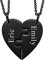 INBLUE Personalized Necklace for Men/Women, Couple/Friendship Necklace for 2/3/4/5 Pieces, Black/Silver Heart Puzzle Piece Necklace Sets, Name/Text Engraving Stainless Steel Necklace (2pc)