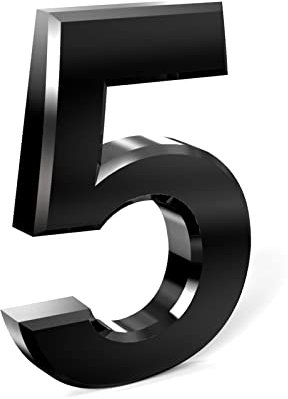 Stick On Door Numbers, 3 Inch 3D Mailbox Numbers, Self Adhesive House Numbers Plaques, Door Numbers for House, Apartment, Mailbox, Hotel, Office, Room, Courtyard, Cafe (5, Black)