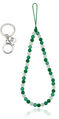 BEEFLYING Correas de muñeca con cordón para teléfono de piedra natural Colgantes de teléfono con piedras preciosas verdes Cuerda de cordón antipérdida para accesorios colgantes de teléfono con llavero
