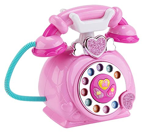 TOOYFUL Cartoon Telefon Spielzeug Storytelling Maschine mit Geschenkerkennungs Erleuchtungsspielzeug für Kleinkinder, Kinder, Die So Tun, Als Würden Sie Spiel, rosa