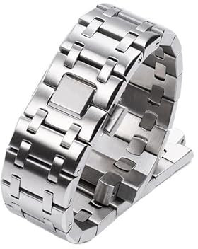 HAODEE Markenarmband, 28 mm, Edelstahl-Uhrenarmband für Audemars und Piguet-Armband, Royal Oak Uhrenarmband für 15710 15703 (Farbe: Silber, Größe: 28 mm AP-Markierung)
