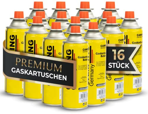 Magnum ® (16x Gaskartuschen 227g ideal für Gaskocher, Gasheizung, Gasbrenner, Unkrautbrenner oder Campingkocher – Butan Gaskartusche Typ MFS – 1A für perfekt für Küchenbrenner (16 Kartuschen)