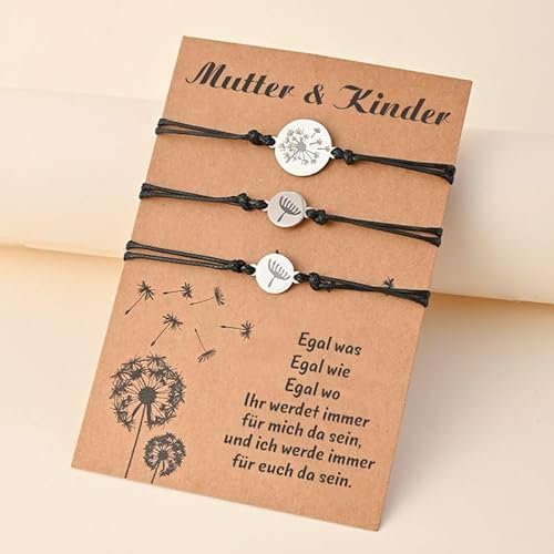 ALBERTBAND Mutter Tochter Sohn Armbänder Set Armband Schulkind Zurück Zur Schule Geschenke Erster Schultag Schmuck Geburtstagsgeschenke für Jungen und Mädchen (3 PCS)