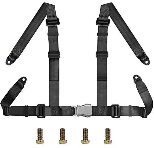 Yakitoko Universelles schwarzes 4-Punkt-Gurtband-Set für ATV, UTV, Go-Kart, Buggy, Rennwagen, 5,1 cm Gurtband