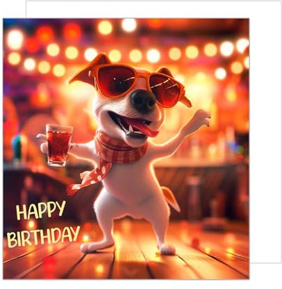 Edition Seidel Premium quadratische Geburtstagskarte mit Umschlag. Glückwunschkarte Happy Birthday Billet Tier Karte Mann Frau Kinder Cooler Hund Humor Lustig Party (GQ222 SW024)