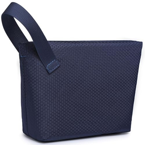 HYZUO Bolsa Organizador Cables Viajes, Tech Pouch Portátil con Asa, Estuche de Accesorios Electrónicos Gadgets, Bolsas Pequeña Organizadora para Cargadores, Cables, Hub USB, Tarjetas, Azul Marino