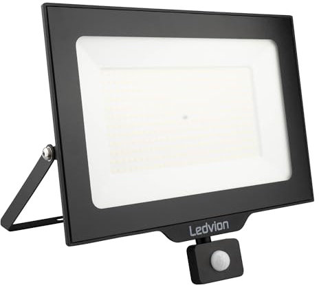 Ledvion - LED Flutlichter mit Bewegungsmelder, 200 Watt, 6000K, 24000 Lumen, IP44, Mit Schnellanschluss & 2 Jahre Garantie