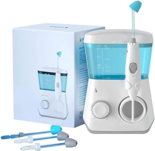 Kit de enjuague de los senos nasales, lavado nasal, sistema de irrigación pulsante de los senos nasales Neti Pot eléctrico para la nariz congestionada y alivio de alergias Enjuague