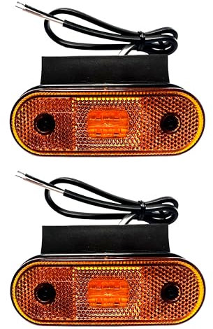 MelTruck® 2x LED Begrenzungsleuchte Umrissleuchte für LKW Anhänger Trailer Wohnwagen (Gelb + Winkelhalter)