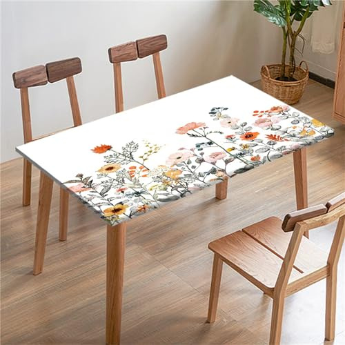 Morbuy 3D Rechteckige Elastische Tischdecke, Rechteckig Tischdecke mit Gummizug Spanntischdecke Gartentischdecke für Picknick Camping Partys (Tropische Blumen,4FT/122x61cm)